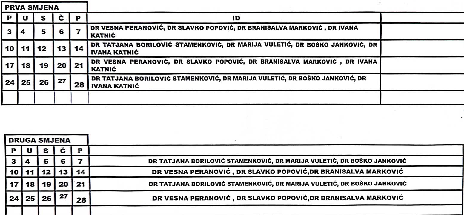 Raspored novembar 2025 ID RD