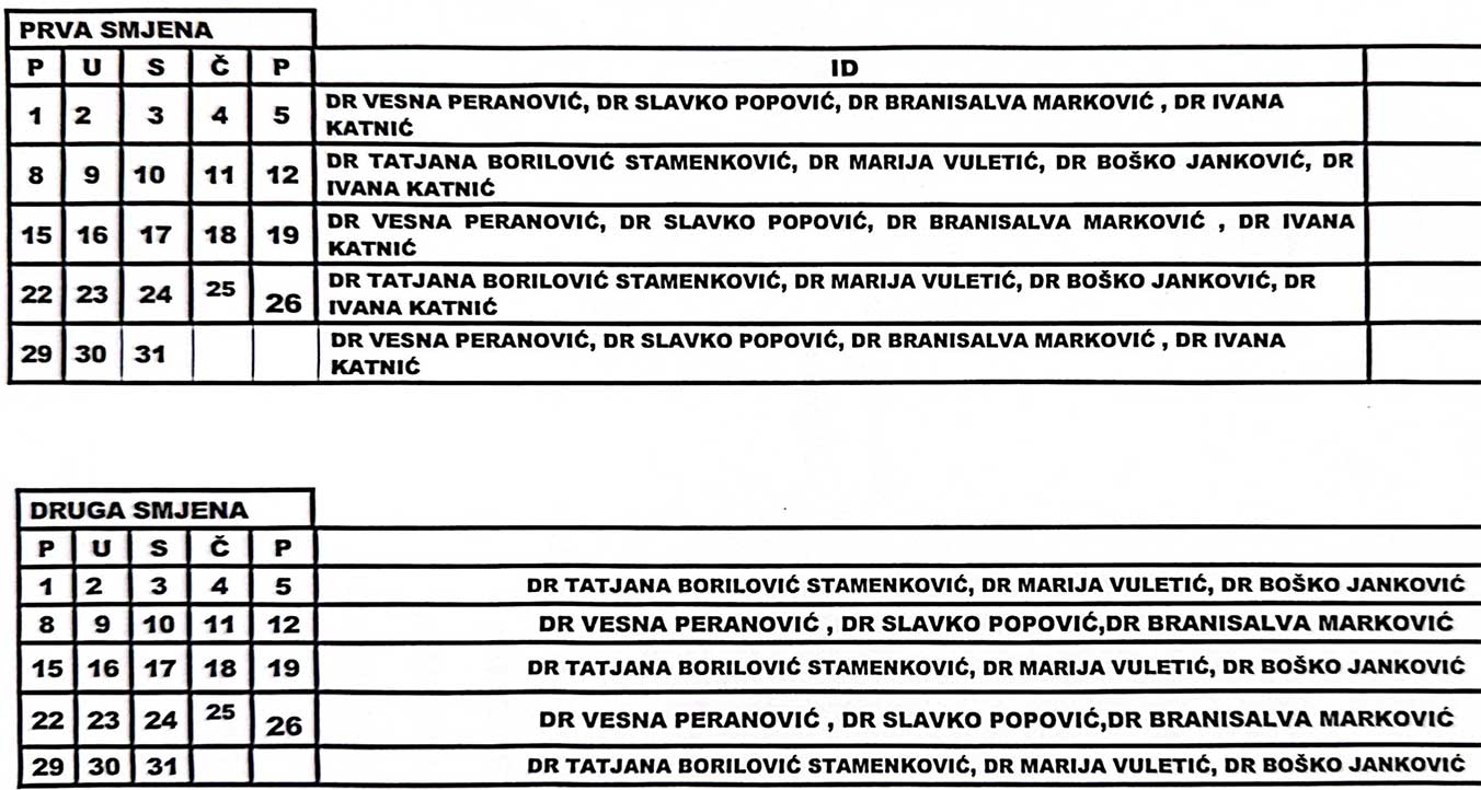 Raspored rada decembar 2025 2 ID RD
