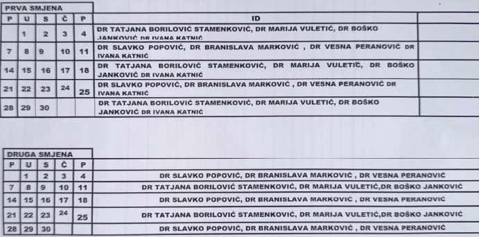 2026 septembar ID ZA ODRASLE Raspored rada radnim danima