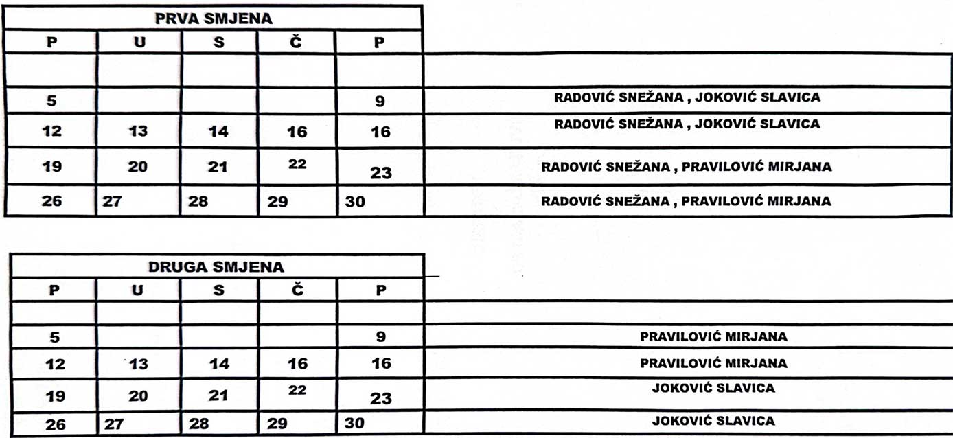 Raspored rada januar 2026 FIZ
