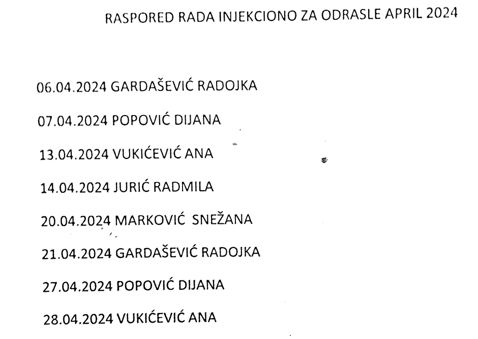 april 2024 Injekciono